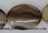 CAG1319 15.5 inches 30*40mm oval line agate gemstone beads