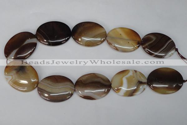 CAG1319 15.5 inches 30*40mm oval line agate gemstone beads