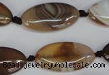 CAG1320 15.5 inches 15*30mm marquise line agate gemstone beads