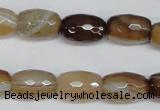 CAG1340 15.5 inches 10*15mm faceted rice line agate gemstone beads