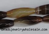 CAG1342 15.5 inches 10*30mm faceted rice line agate gemstone beads