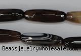 CAG1345 15.5 inches 10*30mm faceted rice line agate gemstone beads