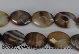 CAG1348 15.5 inches 12*16mm faceted oval line agate gemstone beads