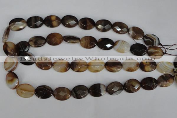 CAG1349 15.5 inches 15*20mm faceted oval line agate gemstone beads