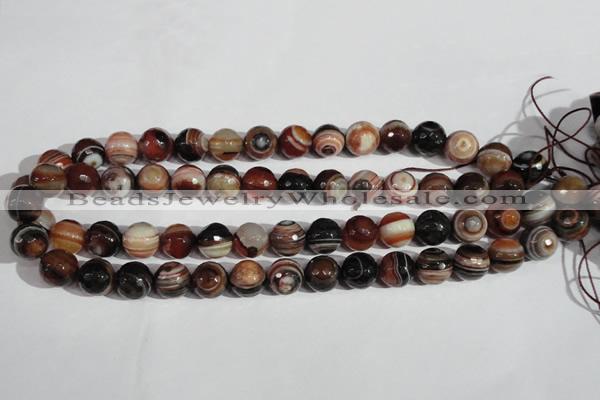 CAG1415 15.5 inches 12mm faceted round line agate gemstone beads