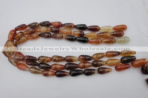 CAG1448 15.5 inches 10*20mm teardrop dragon veins agate beads