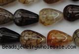 CAG1449 15.5 inches 13*18mm teardrop dragon veins agate beads