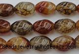 CAG1455 15.5 inches 10*15mm twisted rice dragon veins agate beads