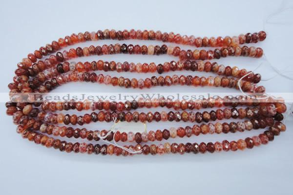 CAG1491 15.5 inches 5*8mm faceted rondelle natural fire agate beads