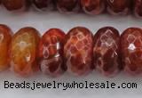 CAG1495 15.5 inches 10*20mm faceted rondelle natural fire agate beads