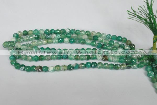 CAG1509 15.5 inches 8mm faceted round fire crackle agate beads