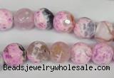 CAG1521 15.5 inches 10mm faceted round fire crackle agate beads