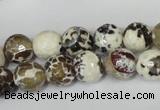 CAG1522 15.5 inches 10mm faceted round fire crackle agate beads