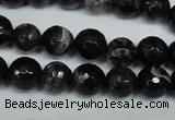 CAG1524 15.5 inches 10mm faceted round fire crackle agate beads