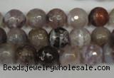 CAG1526 15.5 inches 10mm faceted round fire crackle agate beads