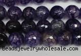 CAG1529 15.5 inches 10mm faceted round fire crackle agate beads