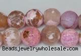 CAG1536 15.5 inches 12mm faceted round fire crackle agate beads