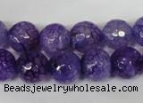 CAG1537 15.5 inches 12mm faceted round fire crackle agate beads