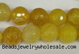 CAG1539 15.5 inches 12mm faceted round fire crackle agate beads