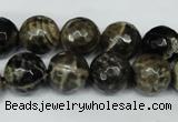 CAG1540 15.5 inches 12mm faceted round fire crackle agate beads