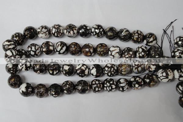 CAG1556 15.5 inches 16mm faceted round fire crackle agate beads