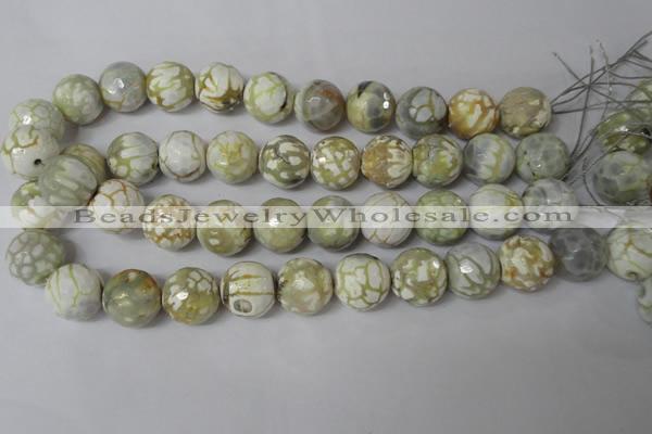 CAG1565 15.5 inches 18mm faceted round fire crackle agate beads