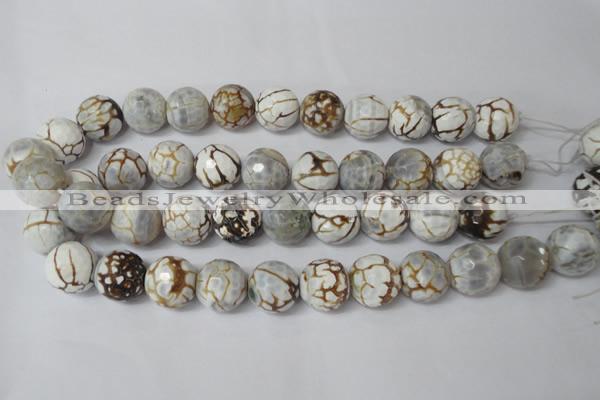 CAG1567 15.5 inches 18mm faceted round fire crackle agate beads