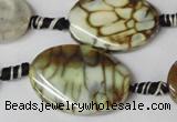 CAG1577 15.5 inches 20*30mm twisted oval fire crackle agate beads