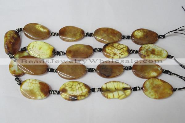 CAG1578 15.5 inches 20*30mm twisted oval fire crackle agate beads