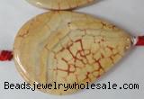 CAG1585 15.5 inches 30*45mm flat teardrop fire crackle agate beads