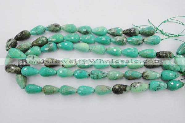 CAG1610 15.5 inches 12*20mm faceted teardrop green grass agate beads