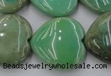 CAG1612 15.5 inches 30*30mm heart green grass agate beads