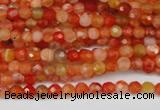 CAG1654 15.5 inches 4mm faceted round red agate gemstone beads