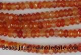 CAG1663 15.5 inches 3*6mm faceted rondelle red agate gemstone beads