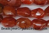 CAG1672 15.5 inches 12*17mm faceted nuggets red agate gemstone beads