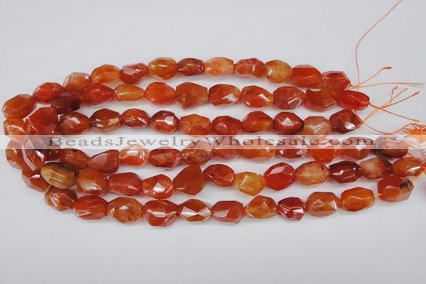 CAG1672 15.5 inches 12*17mm faceted nuggets red agate gemstone beads