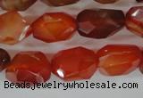 CAG1673 15.5 inches 14*18mm faceted nuggets red agate gemstone beads