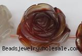 CAG1681 15.5 inches 30mm carved flower red agate gemstone beads