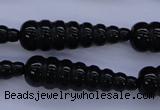 CAG1697 15.5 inches 10*35mm carved teardrop black agate beads