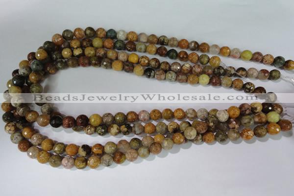 CAG1712 15.5 inches 8mm faceted round rainbow agate beads