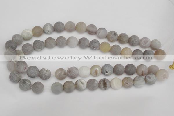 CAG1840 15.5 inches 14mm round matte druzy agate beads whholesale