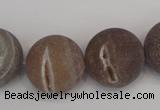 CAG1847 15.5 inches 20mm round matte druzy agate beads whholesale