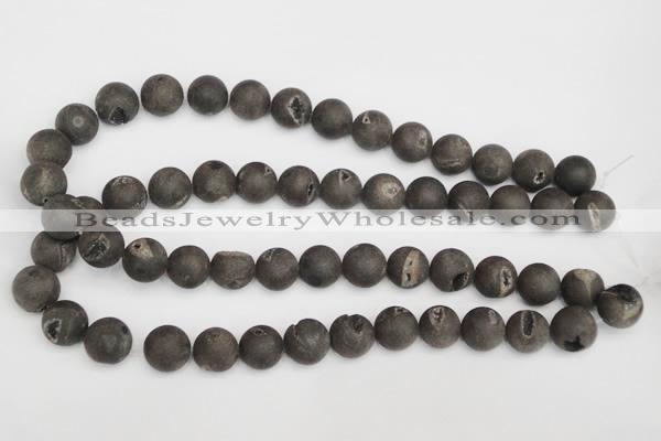 CAG1848 15.5 inches 14mm round matte druzy agate beads whholesale