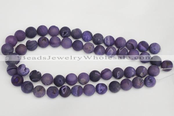 CAG1852 15.5 inches 14mm round matte druzy agate beads whholesale