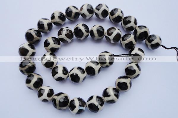 CAG1872 15.5 inches 10mm faceted round tibetan agate beads wholesale