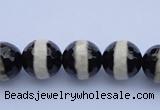 CAG1879 15.5 inches 8mm faceted round tibetan agate beads wholesale