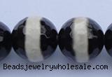 CAG1882 15.5 inches 14mm faceted round tibetan agate beads wholesale