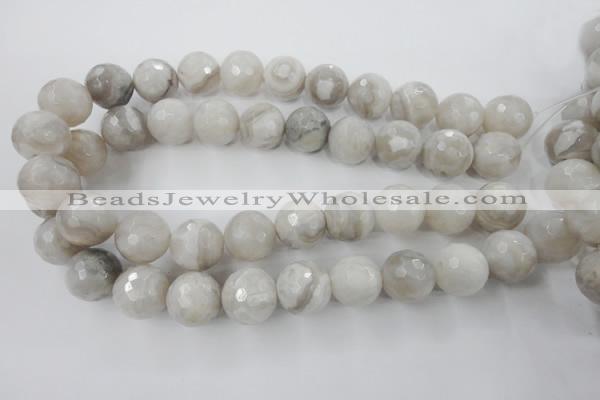 CAG1910 15.5 inches 18mm faceted round grey agate beads wholesale