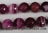 CAG2088 15.5 inches 12mm faceted round fuchsia line agate beads