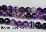 CAG2095 15.5 inches 8mm faceted round purple line agate beads